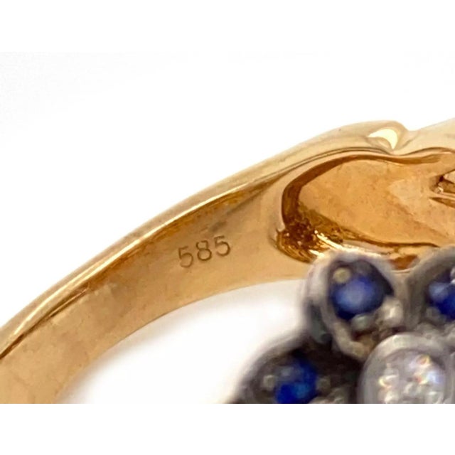 Silver Diamond & Gems 14k Gold Flowers & Turtle Ring, Size 7 For Sale - Image 8 of 8