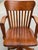 American Antique Solid Oak Adjustable Swivel Office Chair With Original Cast Iron Mechanism & Casters, c.1900–1925 For Sale - Image 3 of 6