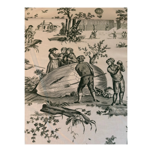 Vintage Approximately 20 Yards of Cream and Green Toile Fabric.