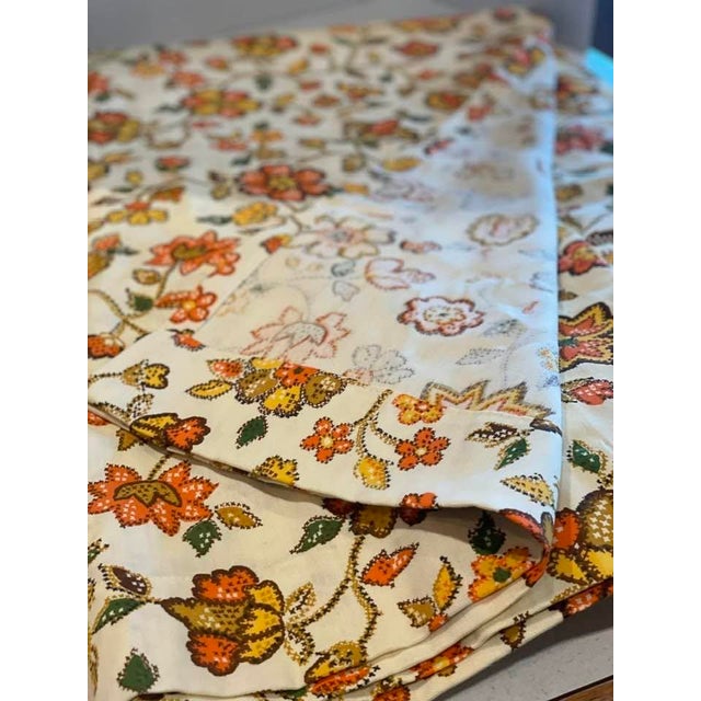 Jacobean 2 Pair Vintage 70s Retro Groovy Mod Flower Power Jacobean Design HTF Deadstock Curtains Mint For Sale - Image 3 of 10
