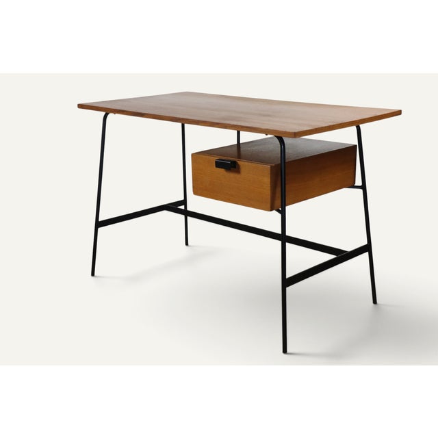 Desk by Pierre Paulin for Thonet in Oak and Black Metal, 1950s For Sale - Image 6 of 18