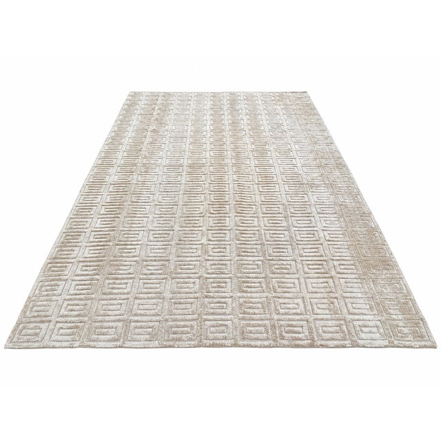 Rh Rajouri Silk & Wool Rug – 9' × 12' Sand | Hand-Knotted Silk & Wool | Hand-Carved | Made in Nepal For Sale - Image 18 of 18