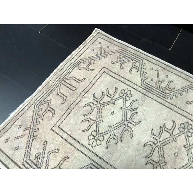 Tan Small Vintage Turkish Neutral Area Rug For Sale - Image 8 of 11