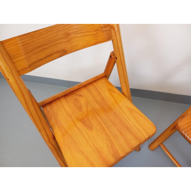 Vintage Folding Pine Chairs, 1980s, Set of 2 For Sale - Image 10 of 18