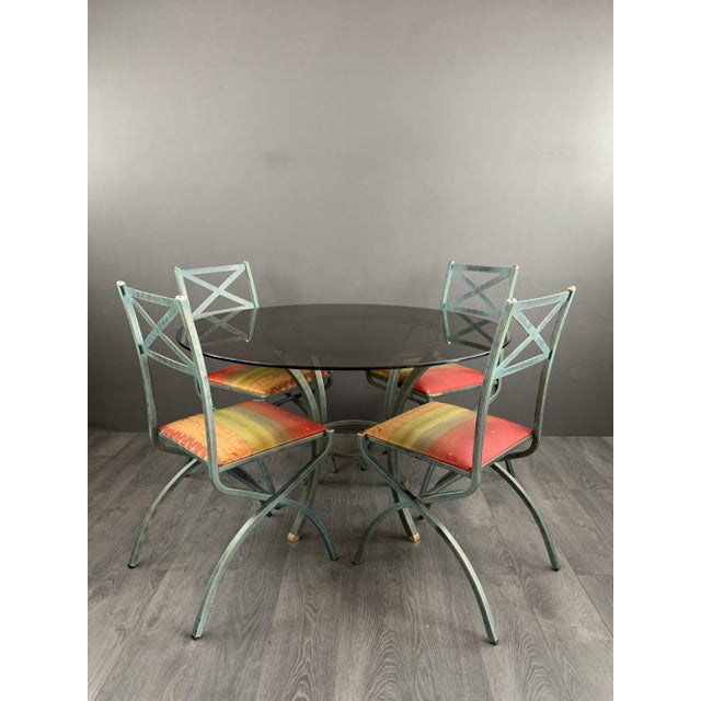 Turquoise Table and Chair Set from the Villa Deste Collection by Pierre Vandel, 1970s, Set of 5 For Sale - Image 8 of 8