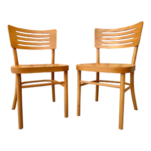 Late 20th Century Scandinavian Style Bent Birchwood Dining Chairs. A Pair