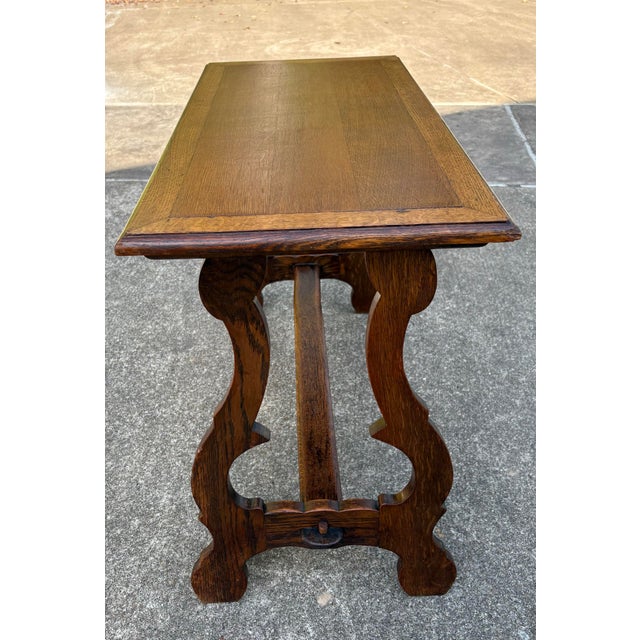 Brown Vintage Spanish Revival Console Trestle Table For Sale - Image 8 of 10