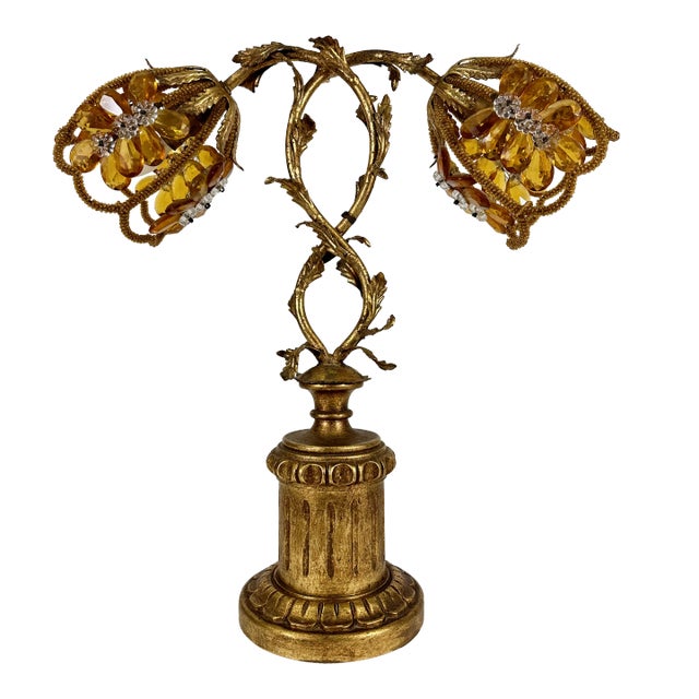 Mid-Century Gilded Tulip Lamp, Made in Italy, C. 1968 For Sale