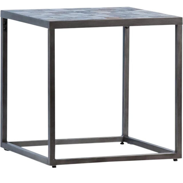 Arvada Side Table Gray Pewter Natural Textured For Sale