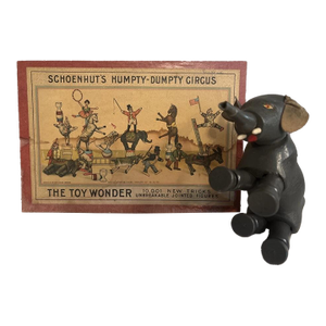 Antique Schoenhut 1903 Humpty Dumpty Circus Elephant & Box Top