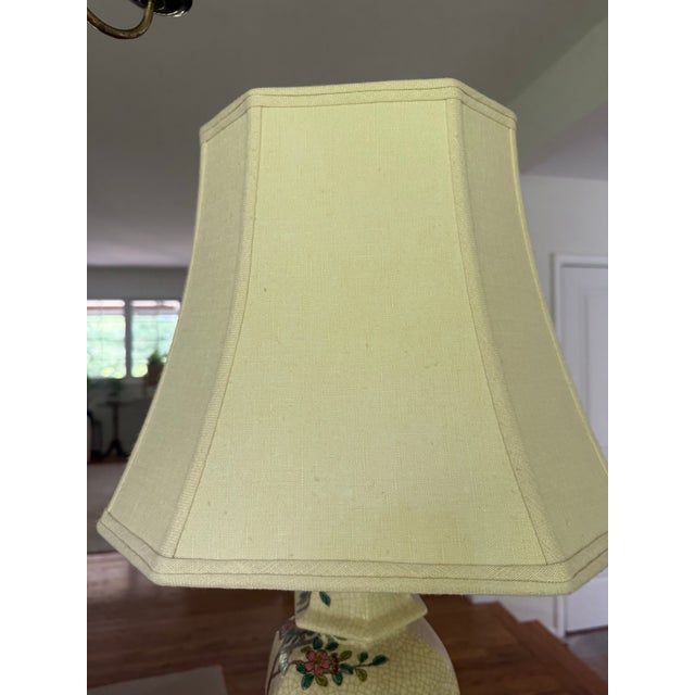 Mid 20th Century Paul Hanson Chinoiserie Crackle Glaze Ceramic Table Lamp | Birds & Blossoms | Vintage For Sale - Image 10 of 12