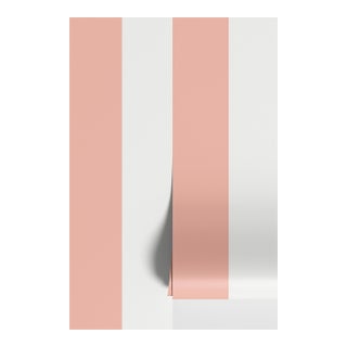 Clubhouse Stripe Grasscloth Wallpaper by House Party | Sunrise Peach & White | 6 Yards For Sale
