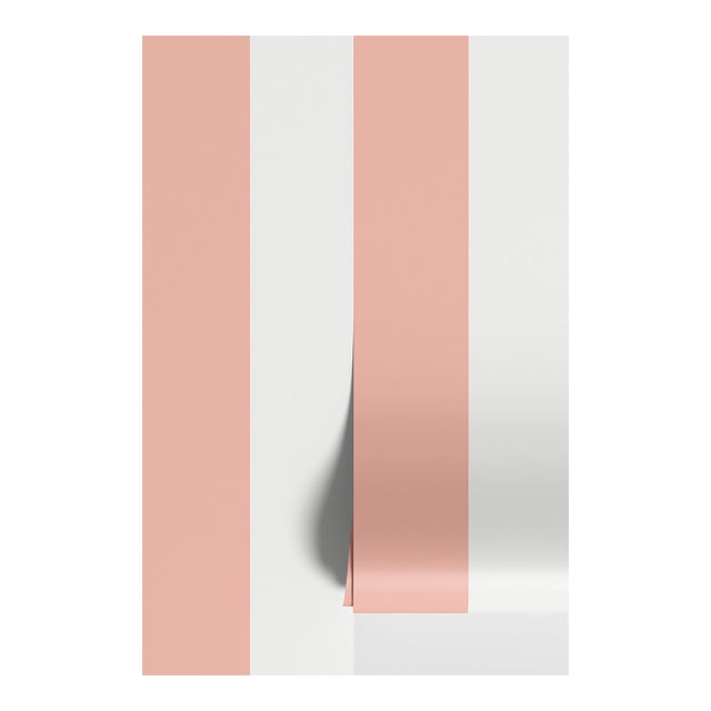 Clubhouse Stripe Grasscloth Wallpaper by House Party | Sunrise Peach & White | 6 Yards For Sale