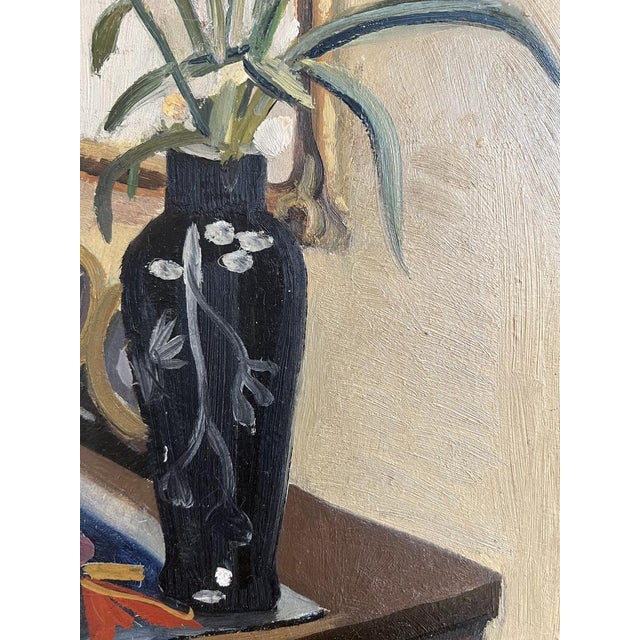 Gabriel Edouard Haberjahn, Nature morte aux fleurs et poteries, 1923, Oil on Cardboard, Framed For Sale - Image 6 of 14