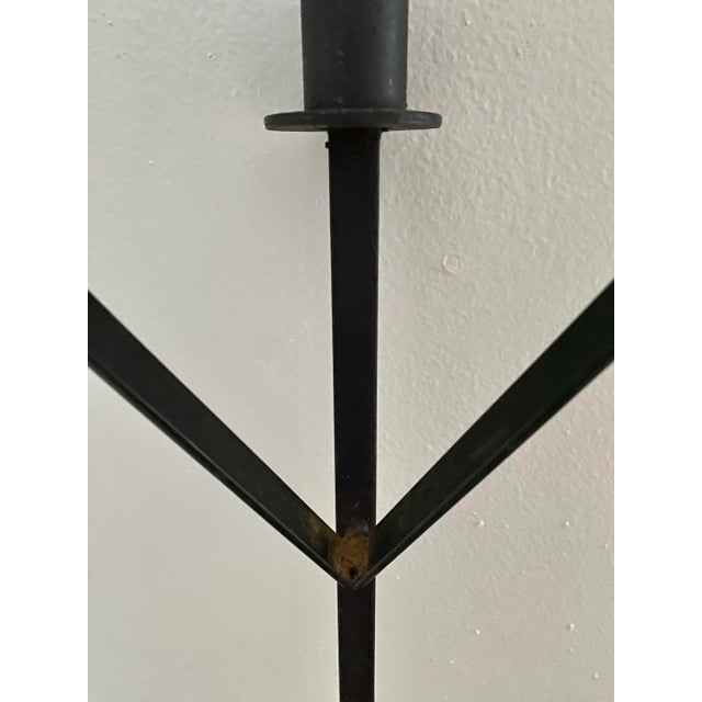 Black Pair of Mid-Century Sculptural Wrought Iron Sconces Styled After Paul McCobb For Sale - Image 8 of 8