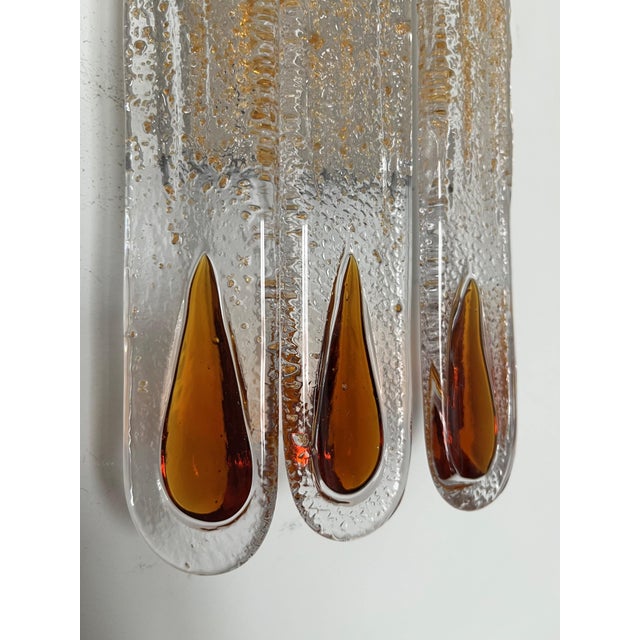 Metal Italian Amber Murano Glass Wall Sconces from Mazzega, 1970s, Set of 2 For Sale - Image 7 of 12