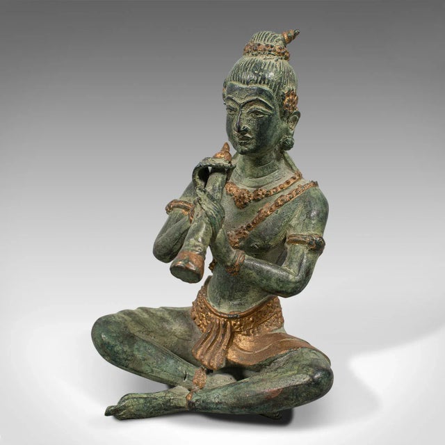 C. 1900 Bronze Oriental Antique Bronze Decorative Musician Figure For Sale - Image 10 of 13