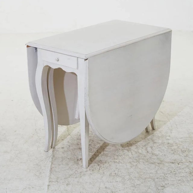 Ivory Folding Table in Antique White with Rounded Edges For Sale - Image 8 of 8