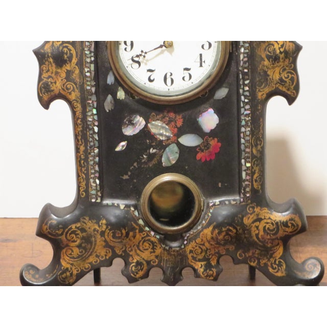 Victorian Antique 1850's Mantle Cast Iron Clock For Sale - Image 3 of 13