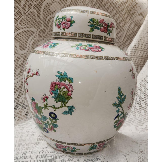Chinoiserie Vintage Porzelanit Spain Chinoserie Ginger Jar Indian Tree/ Famille Rose For Sale - Image 3 of 6