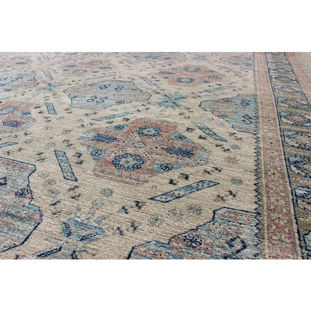 Cream Khotan Design Rug With All-Over Geometric Pattern by Keivan Woven Arts For Sale - Image 8 of 10