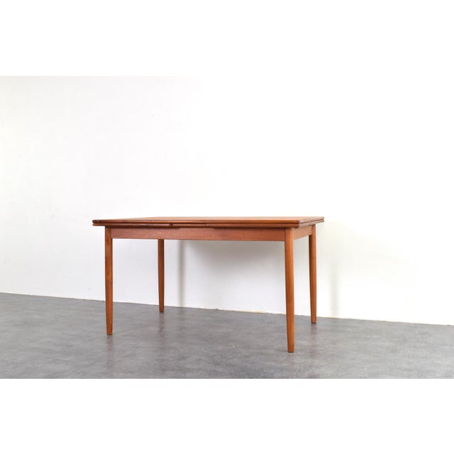 Wood Mid-Century Danish Teak Extendable Dining Table, 1960s For Sale - Image 7 of 12