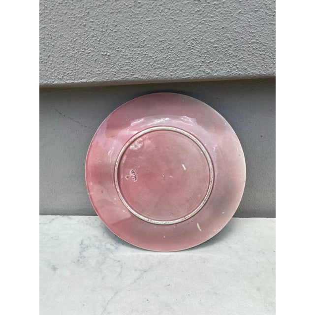 French Country Majolica Chestnut Leaves Plate Salins, Circa 1880 For Sale - Image 3 of 3