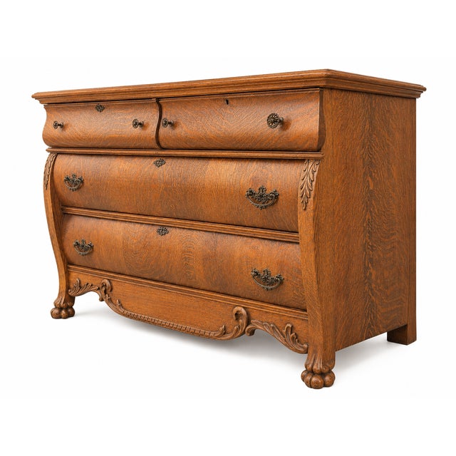 American Antique American Quartersawn Oak Dresser With Mirror For Sale - Image 3 of 8
