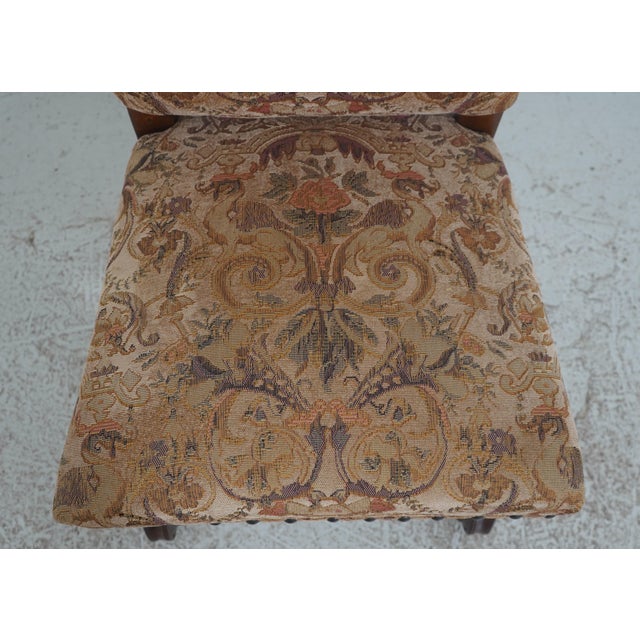 Brown Set of 4 High Back Mahogany Upholstered Dining Chairs For Sale - Image 8 of 18