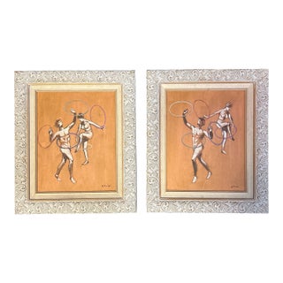 Two Contemporary Original Paintings by Stephen Heigh “Hoop Dance #1-2” - Set of Two For Sale