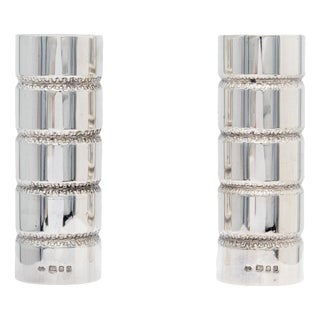 Modern Sterling Silver Salt and Pepper Pots by George E Grant, 1971, Set of 2 For Sale