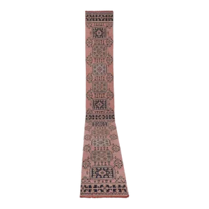 1960s Turkish Hand Knotted Vintage Long Runner Rug - Stair Carpet 2'6'' X 21'2''