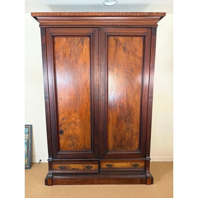 Antique Victorian Walnut Armoire Wardrobe – Remodeled- 12 Draws, 10 Shelves For Sale - Image 10 of 10