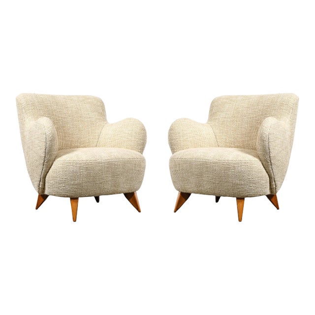 Pair of Mid Century Documented Walnut "Barrel" Chairs by Vladimir Kagan, 1947 For Sale