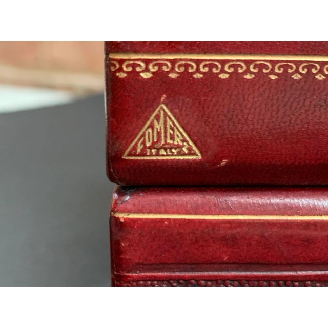 Ruby Red Vintage Italian Hand Tooled Red Leather Jewelry Box For Sale - Image 8 of 9