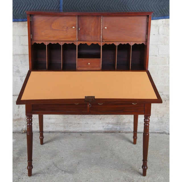 Late 18th Century Antique 18th Century Federal Sheraton Mahogany Fall Front Secretary Desk For Sale - Image 5 of 13