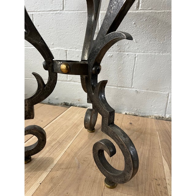 French Gueridon Table With Marble Top and Cast Iron Scroll Legs For Sale - Image 9 of 10