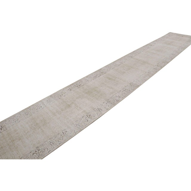 Traditional Vintage Overdyed Persian Runner Rug in Beige-Brown Open Field, From Rug & Kilim For Sale - Image 3 of 7