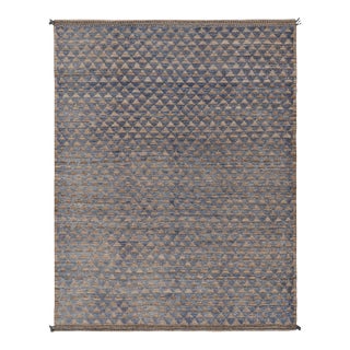 Rug & Kilim’s Moroccan Style Rug in Blue With Brown Geometric Patterns For Sale