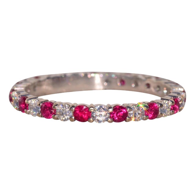 The Possagno: Natural Ruby and Diamond Band in White Gold For Sale
