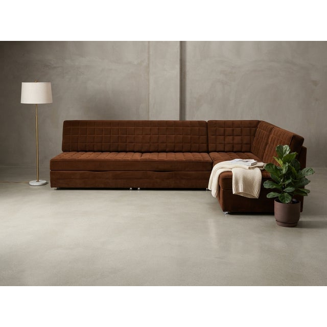 Mid-Century Modern Modular Sofa in Brown Velvet, 1970, Set of 3 For Sale - Image 4 of 5