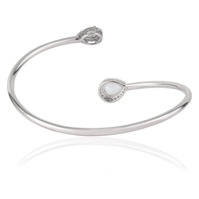 Not Yet Made - Made To Order Modernist Pear-Cut Aquamarine & Diamond Toi Et Moi Open Cuff Bangle, March Birthstone Gift For Sale - Image 5 of 12