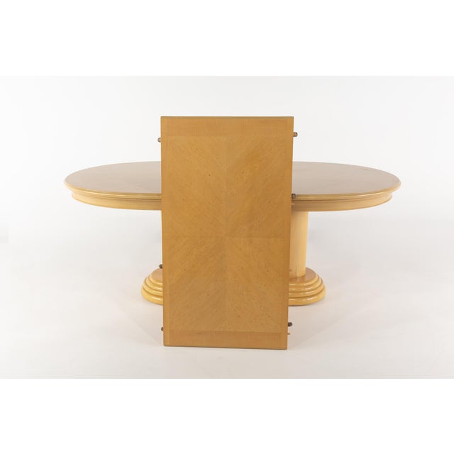 Henredon Style Cream Pedestal Dining Table With 2 Leaves Chairish