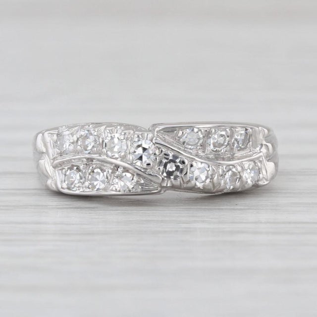 Vintage 0.25ctw Diamond Ring 14k White Gold Size 6 Anniversary Wedding Band For Sale - Image 4 of 8
