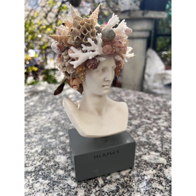 Christa's South Seashells Small Christa's South Seashell Bust of Hermes Encrusted With Seashells For Sale - Image 4 of 10