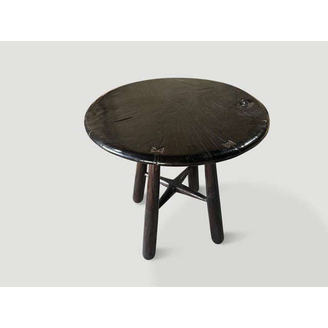 2010s Andrianna Shamaris Mid Century Couture Espresso Stained Table For Sale - Image 5 of 6
