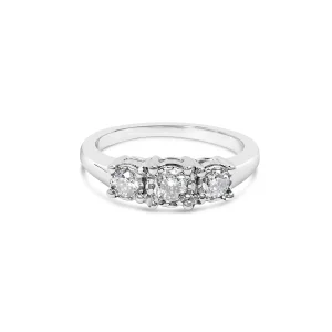 14K White Gold 1/2 Cttw Miracle Set Round Lab Grown Diamond Three Stone Illusion Plate Ring (F-G Col