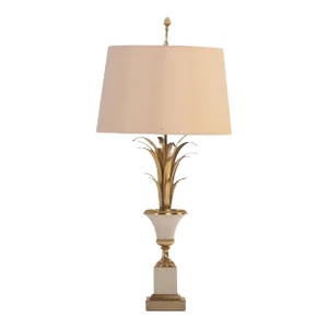 French Brass and Polished Steel Table Lamp Attributed to Maison Charles C 1950.