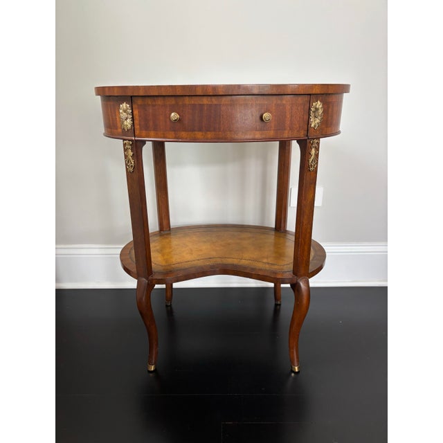 Maitland Smith Mahogany Leather Top Occasional Table Side Table For Sale In Chicago - Image 6 of 12
