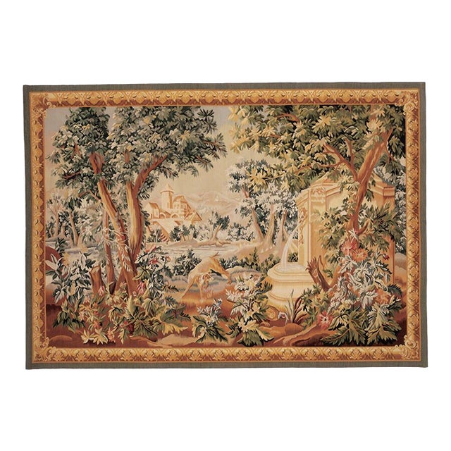 Chien a La Fontaine Handwoven Tapestry - 147 X 208 Cm (4'10" X 6'10") - Requires Rod Size 5 For Sale